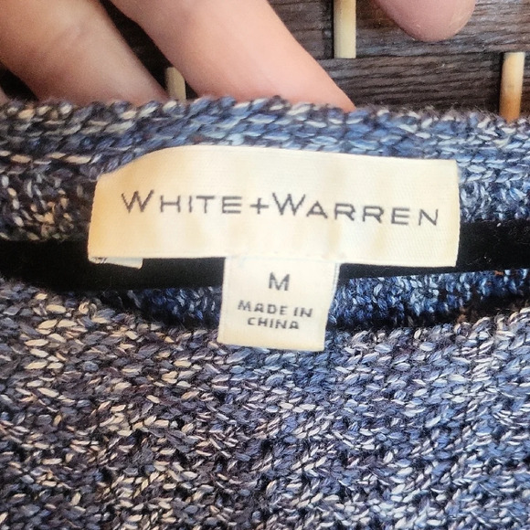 White + Warren Heathered Blue Crew Neck Sweater - Picture 2 of 7